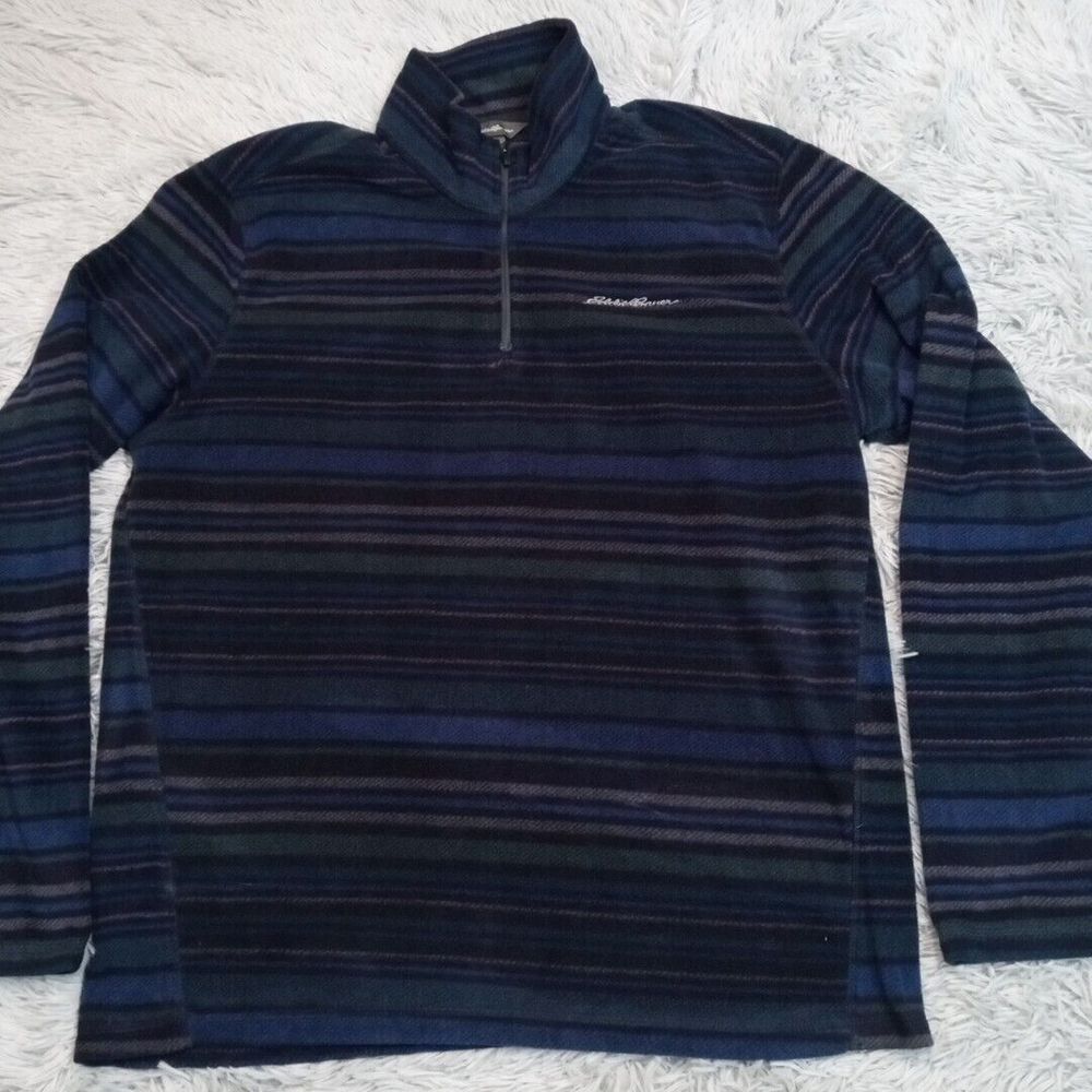 Eddie Bauer Sweatshirt Mens L Blue Fleece Gorpcore Outdoors Cozy Comfort Preppy